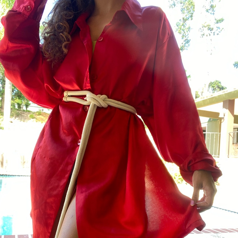 Silky feel oversized blouse